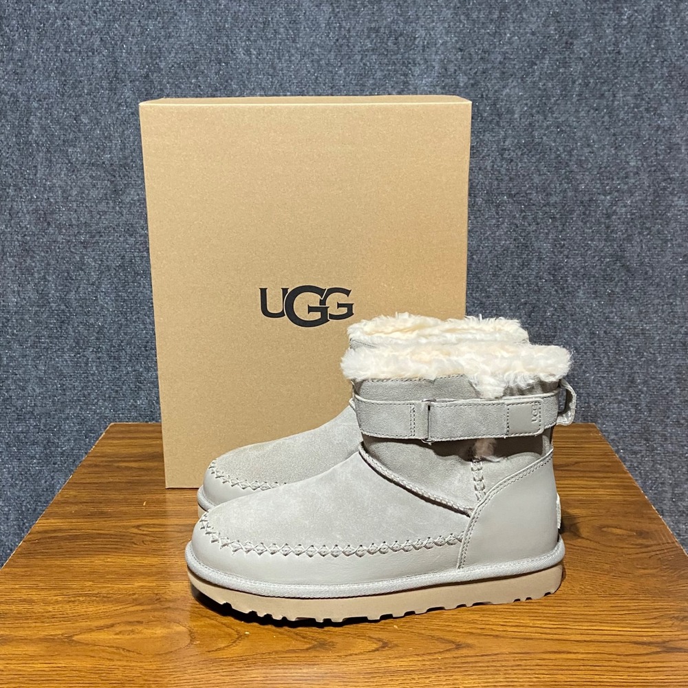 UGG‎ Retrochic Strap Cobble Grey Suede Ankle Boots 1174575 Women's 7 NEW
